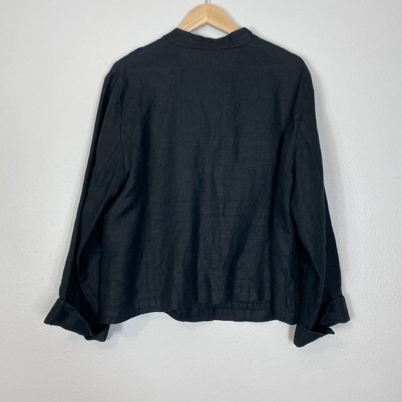 Eileen Fisher Black Blazer Linen Jacket - Picture 4 of 10